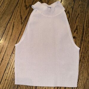 Aritzia Babaton Sculpt Ribbed Knit Mockneck Halter Crop Top MAUVE Size Small